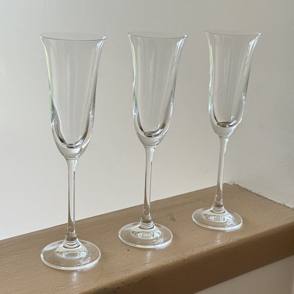 Vintage Lenox Allure Fluted Crystal Champagne Flutes - Set of 3